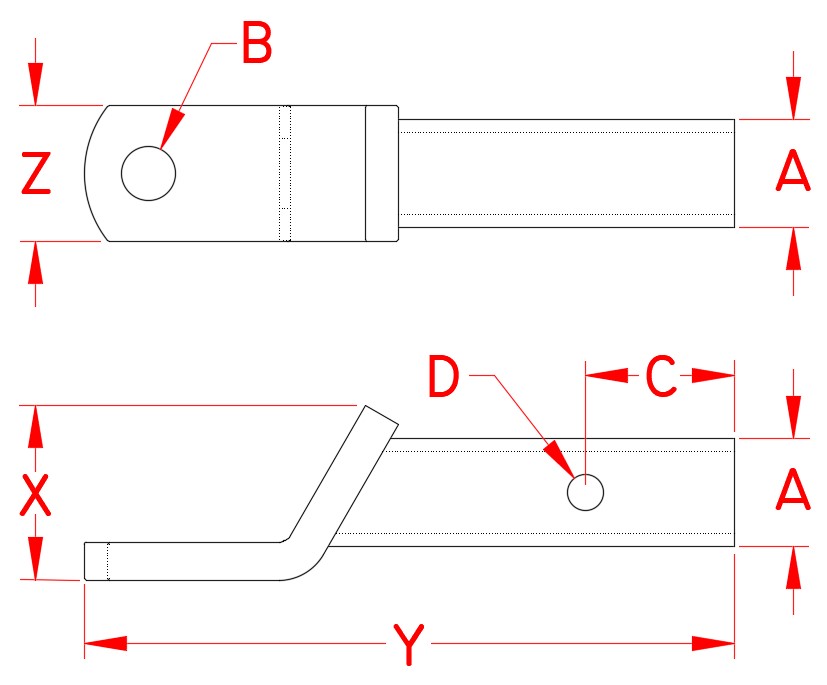 Stainless Steel Trailer Tongue, C0266-0000, Line Drawing